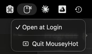 Lightweight and out of the way: it lives in the menu bar, opens at login, and quits whenever you want.